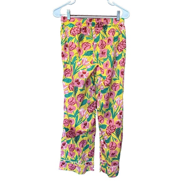 Ban. do Pajama Set Floral Small Robe Pants Honey Las Flores Yellow Green Pink - Picture 10 of 11